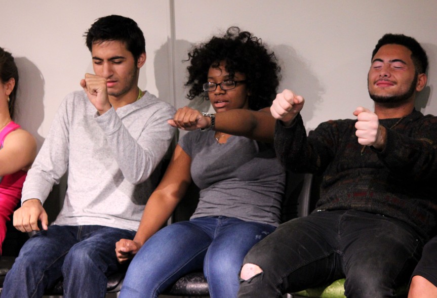 WSU students John Mandwee, Gabrielle Hoults, and Ali Shahin "speeding away from police" while hypnotized. 